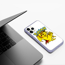 Чехол iPhone 11 Pro матовый Пикачу злой Pokemon, цвет: 3D-светло-сиреневый — фото 2