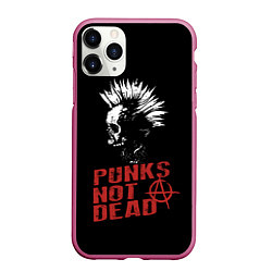 Чехол iPhone 11 Pro матовый Punks Not Dead, цвет: 3D-малиновый