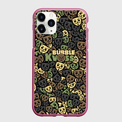 Чехол iPhone 11 Pro матовый Бабл Квас камуфляж, цвет: 3D-малиновый
