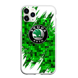 Чехол iPhone 11 Pro матовый Skoda green мозаика, цвет: 3D-белый