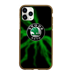 Чехол iPhone 11 Pro матовый Skoda - Гроза, цвет: 3D-коричневый