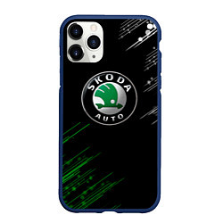 Чехол iPhone 11 Pro матовый Skoda - Геометрические линии, цвет: 3D-тёмно-синий