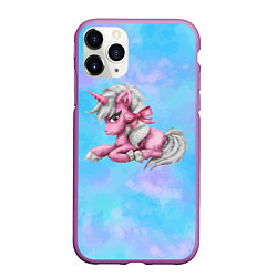 Чехол iPhone 11 Pro матовый Единорог с белой гривой, цвет: 3D-фиолетовый