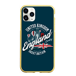 Чехол iPhone 11 Pro матовый Англия England, цвет: 3D-желтый