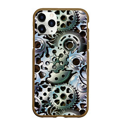 Чехол iPhone 11 Pro матовый Стимпанк шестеренки Steampunk, цвет: 3D-коричневый