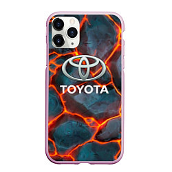 Чехол iPhone 11 Pro матовый Toyota Вулкан из плит, цвет: 3D-розовый