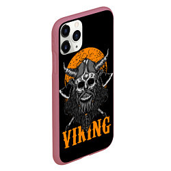 Чехол iPhone 11 Pro матовый ЧЕРЕП ВИКИНГА VIKINGS SKULL, цвет: 3D-малиновый — фото 2