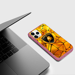 Чехол iPhone 11 Pro матовый Lamborghini Gold плиты, цвет: 3D-малиновый — фото 2