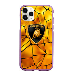 Чехол iPhone 11 Pro матовый Lamborghini Gold плиты, цвет: 3D-фиолетовый