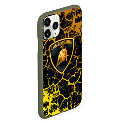 Чехол iPhone 11 Pro матовый Lamborghini золотые трещины, цвет: 3D-темно-зеленый — фото 2