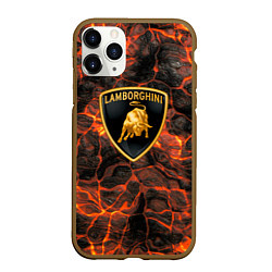 Чехол iPhone 11 Pro матовый Lamborghini - Вулкан из щелей, цвет: 3D-коричневый