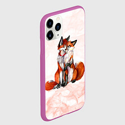 Чехол iPhone 11 Pro матовый Влюблённые Лисы Love, цвет: 3D-фиолетовый — фото 2