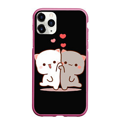 Чехол iPhone 11 Pro матовый Кошачья любовь навсегда Kitty love forever, цвет: 3D-малиновый