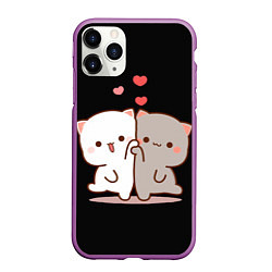 Чехол iPhone 11 Pro матовый Кошачья любовь навсегда Kitty love forever, цвет: 3D-фиолетовый