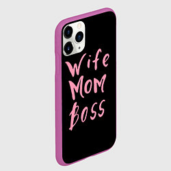 Чехол iPhone 11 Pro матовый Wife Mom Boss, цвет: 3D-фиолетовый — фото 2