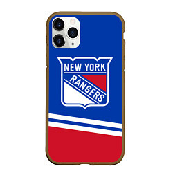 Чехол iPhone 11 Pro матовый New York Rangers Нью Йорк Рейнджерс, цвет: 3D-коричневый
