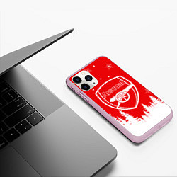 Чехол iPhone 11 Pro матовый FC ARSENAL WINTER ФК АРСЕНАЛ ЗИМНИЙ СТИЛЬ, цвет: 3D-розовый — фото 2