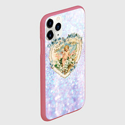 Чехол iPhone 11 Pro матовый Ангел в сердце День Святого Валентина, цвет: 3D-малиновый — фото 2