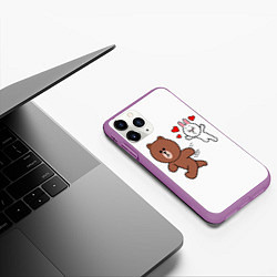 Чехол iPhone 11 Pro матовый От любви не сбежать Plush animal, цвет: 3D-фиолетовый — фото 2