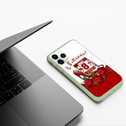 Чехол iPhone 11 Pro матовый С 8 Марта женский день, цвет: 3D-салатовый — фото 2