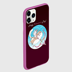 Чехол iPhone 11 Pro матовый КОТ КУПИДОН ДЕНЬ СВЯТОГО ВАЛЕНТИНА, цвет: 3D-фиолетовый — фото 2