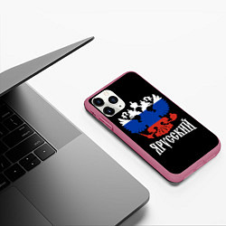 Чехол iPhone 11 Pro матовый Я Русский Двуглавый Орёл, цвет: 3D-малиновый — фото 2