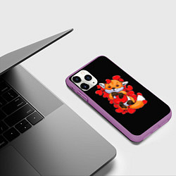 Чехол iPhone 11 Pro матовый Лиса Символ любви, цвет: 3D-фиолетовый — фото 2