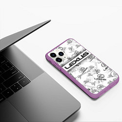 Чехол iPhone 11 Pro матовый LEXUS BIG EMBLEMA PATTERN, цвет: 3D-фиолетовый — фото 2