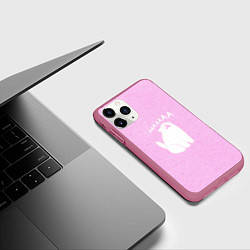 Чехол iPhone 11 Pro матовый Кот орет ааааа, цвет: 3D-малиновый — фото 2