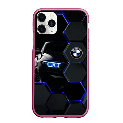 Чехол iPhone 11 Pro матовый BMW НЕОН СОТЫ, цвет: 3D-малиновый