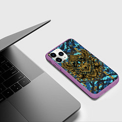 Чехол iPhone 11 Pro матовый Голова волка с крыльями, цвет: 3D-фиолетовый — фото 2
