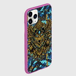 Чехол iPhone 11 Pro матовый Голова волка с крыльями, цвет: 3D-фиолетовый — фото 2