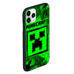 Чехол iPhone 11 Pro матовый MINECRAFT - Зеленый Крипер, цвет: 3D-черный — фото 2