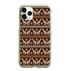 Чехол iPhone 11 Pro матовый Жирафы Африка паттерн, цвет: 3D-салатовый