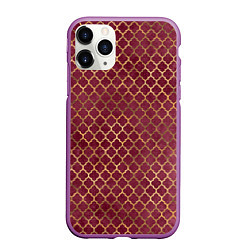 Чехол iPhone 11 Pro матовый Gold & Red pattern, цвет: 3D-фиолетовый