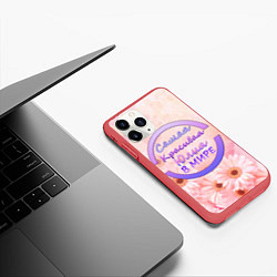 Чехол iPhone 11 Pro матовый Самая красивая Юлия, цвет: 3D-красный — фото 2
