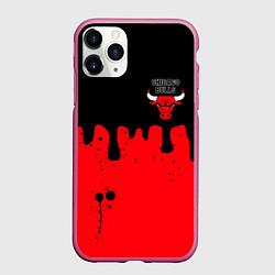 Чехол iPhone 11 Pro матовый Chicago Bulls Чикаго Буллз Логотип, цвет: 3D-малиновый