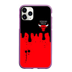 Чехол iPhone 11 Pro матовый Chicago Bulls Чикаго Буллз Логотип, цвет: 3D-фиолетовый