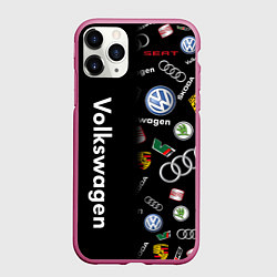 Чехол iPhone 11 Pro матовый Volkswagen Group Half Pattern, цвет: 3D-малиновый