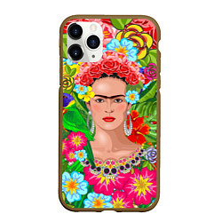 Чехол iPhone 11 Pro матовый Фрида Кало Мексика Художник Феминист 3D, цвет: 3D-коричневый