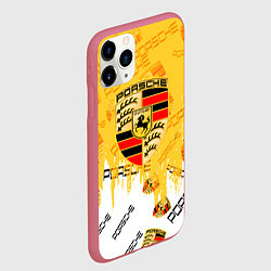 Чехол iPhone 11 Pro матовый Porsche порше паттерн, цвет: 3D-малиновый — фото 2