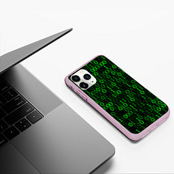 Чехол iPhone 11 Pro матовый Бинарный Код Binary Code, цвет: 3D-розовый — фото 2