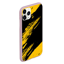 Чехол iPhone 11 Pro матовый BLACK AND YELLOW GRUNGE ГРАНЖ, цвет: 3D-розовый — фото 2