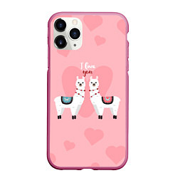 Чехол iPhone 11 Pro матовый Lama I Love You, цвет: 3D-малиновый