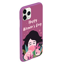 Чехол iPhone 11 Pro матовый Happy Womens Day, цвет: 3D-фиолетовый — фото 2