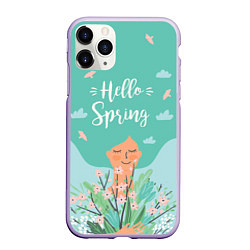 Чехол iPhone 11 Pro матовый Hello spring, цвет: 3D-светло-сиреневый