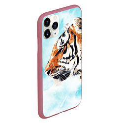 Чехол iPhone 11 Pro матовый Tiger paints, цвет: 3D-малиновый — фото 2