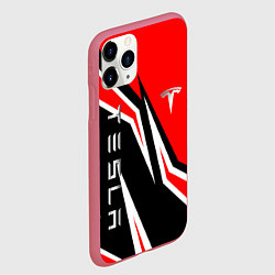 Чехол iPhone 11 Pro матовый ТЕСЛА - КРАСНЫЙ СПОРТИВНЫЙ, цвет: 3D-малиновый — фото 2