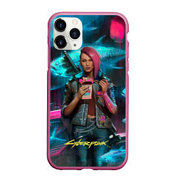 Чехол iPhone 11 Pro матовый Cyberpunk Ви, цвет: 3D-малиновый