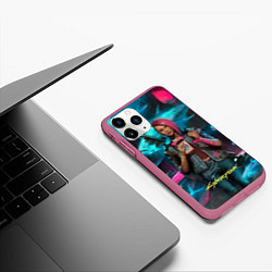 Чехол iPhone 11 Pro матовый Cyberpunk Ви, цвет: 3D-малиновый — фото 2